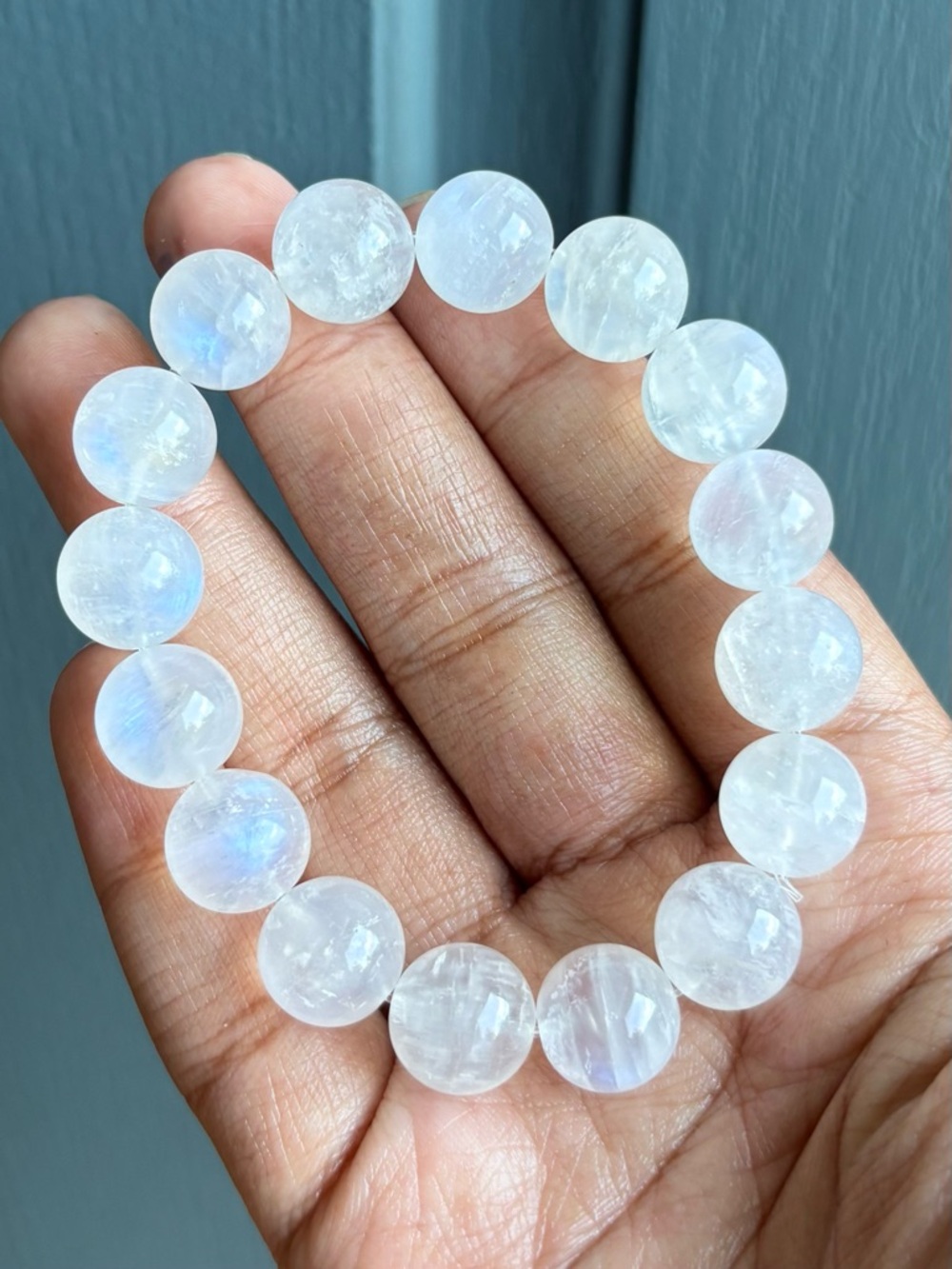 Blue Moonstone Crystal Bracelet 13mm